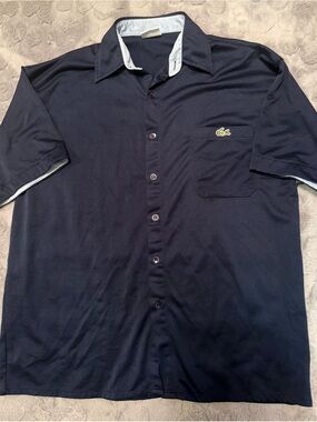 Lacoste Men's Navy Short Sleeve Button-Down Polo Shirt size 6 (XL)!